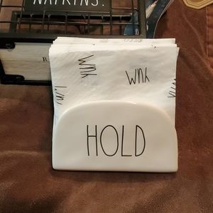 Rae Dunn napkin holder and napkins (white)